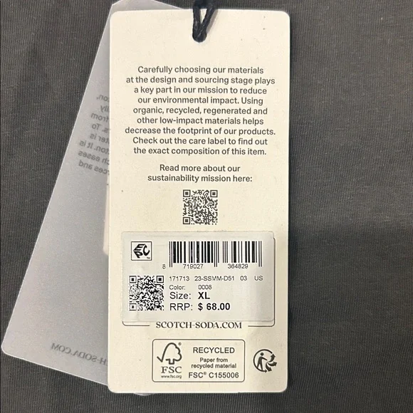 Scotch & Soda Black Short Sleeve Crew Tee with Tag - Picture 2 of 5